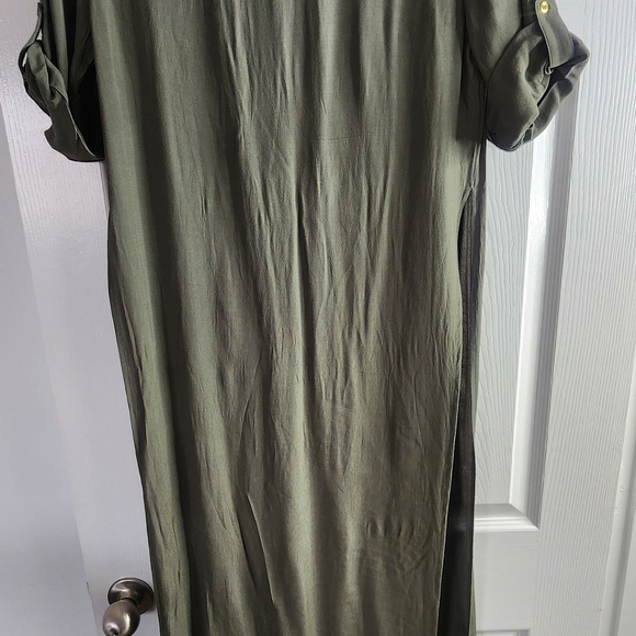 Bebe Olive Top/dress  with Gold Accents - Picture 4 of 4